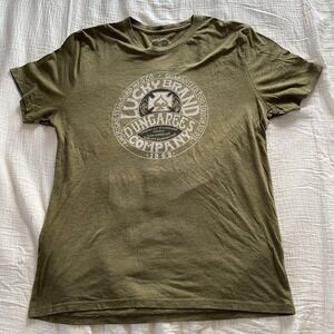 Lucky Brand T Shirt Graphic Olive Green Crew Neck Vintage Casual Mens L
